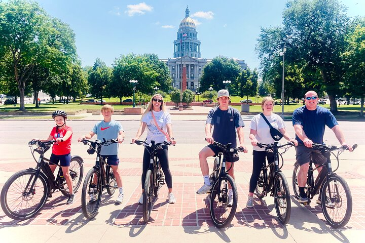 Ride Colorado's guided ebike tours are fun for all. Ride by Denver's City Hall.